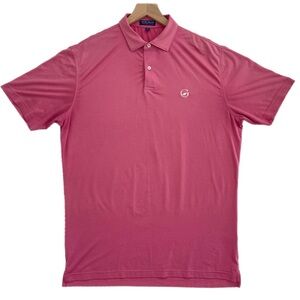 Peter Millar Mens Golf Polo Shirt Size M Pink Polyester Short Preppy Casual